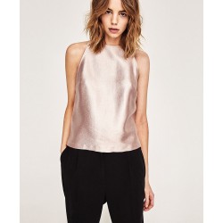 Metallic Halter Neck Top